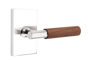 Emtek Select T Bar Dark Walnut Lever Modern Rectangular Rosette